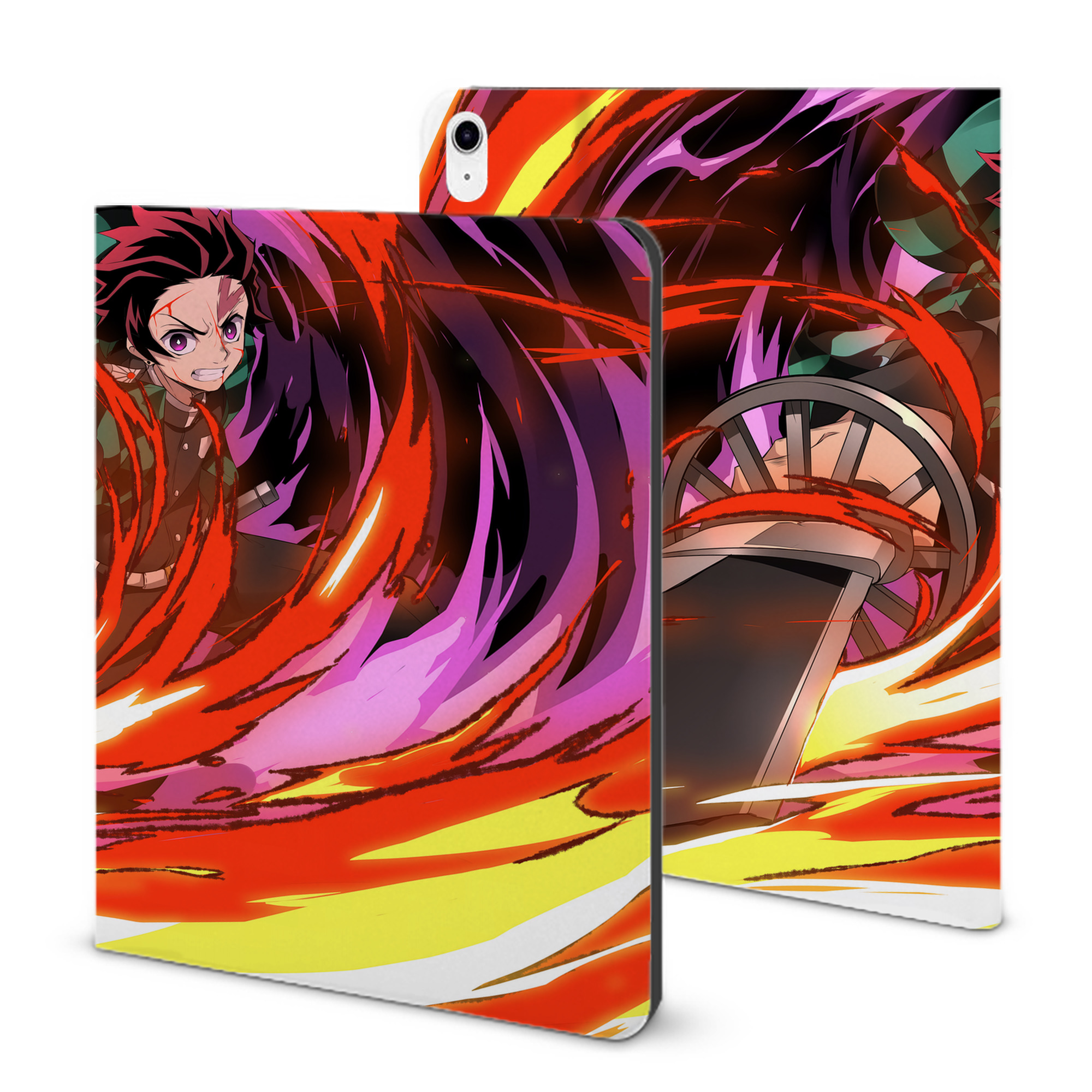 （画像用） 鬼滅の刃（きめつのやいば）竈門 炭治郎／かまど たんじろう Kamado Tanjirou IPad ケース ブック型 PUレザー TPU 耐衝撃 軽量 薄型 ペン収納なし 全面保護 IPad 各モデル対応
